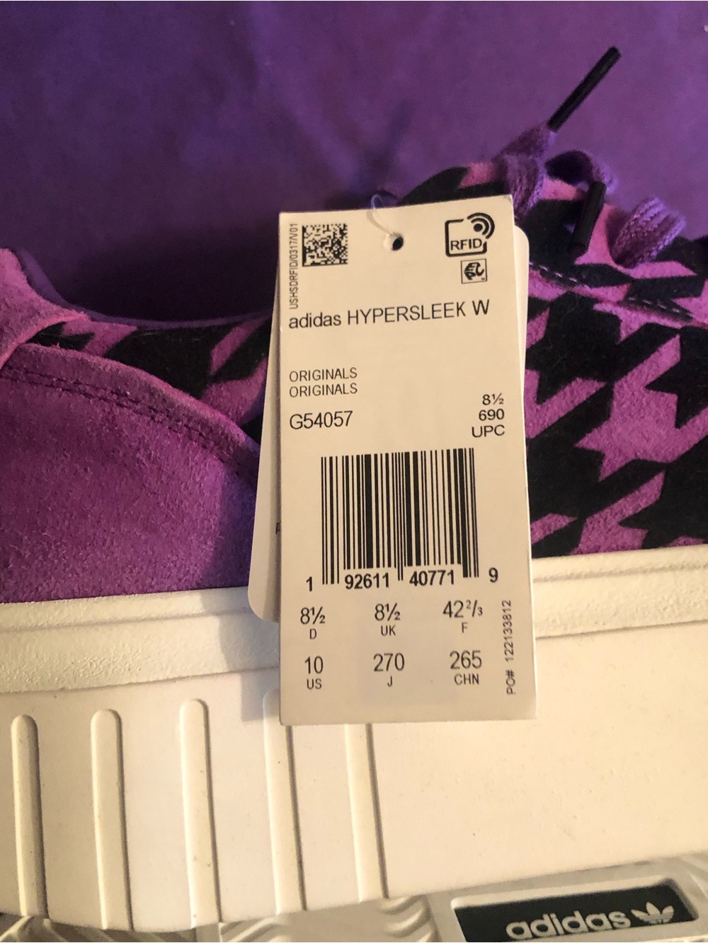 Adidas Hypersleek Platform Sneakers Purple and black houndstooth NWT W 10 - Picture 5 of 11